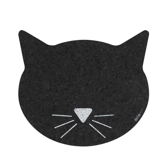 Pet Placemat | Recycled Rubber Black Cat Face