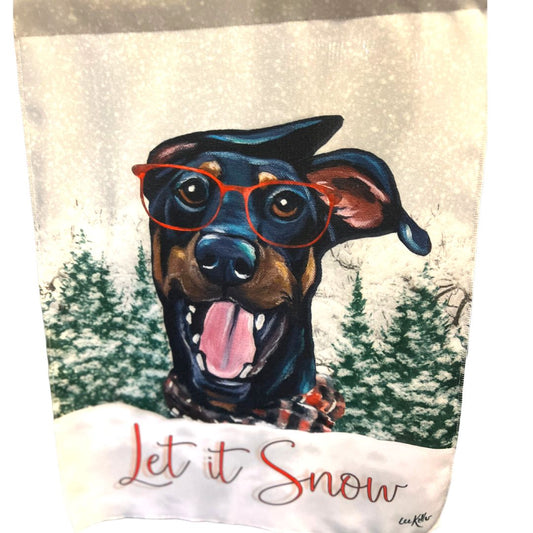 Let it snow Dobberman Flag