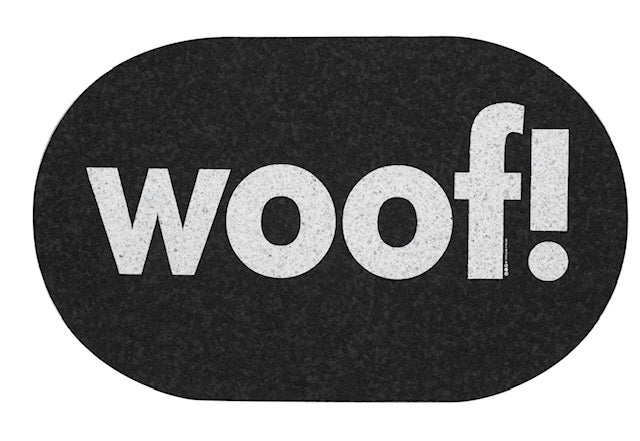 Pet Placemat | Recycled Rubber Oval Woof Black