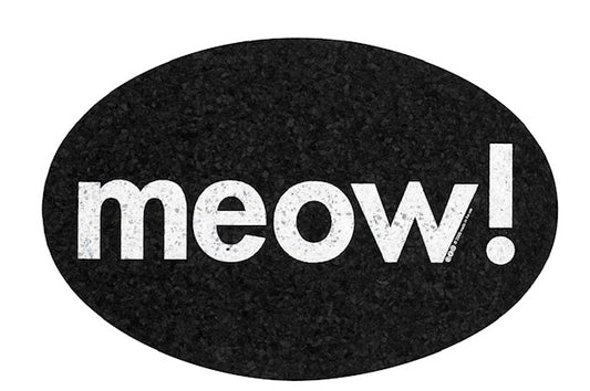 Pet Placemat | Recycled Rubber Oval Meow Black