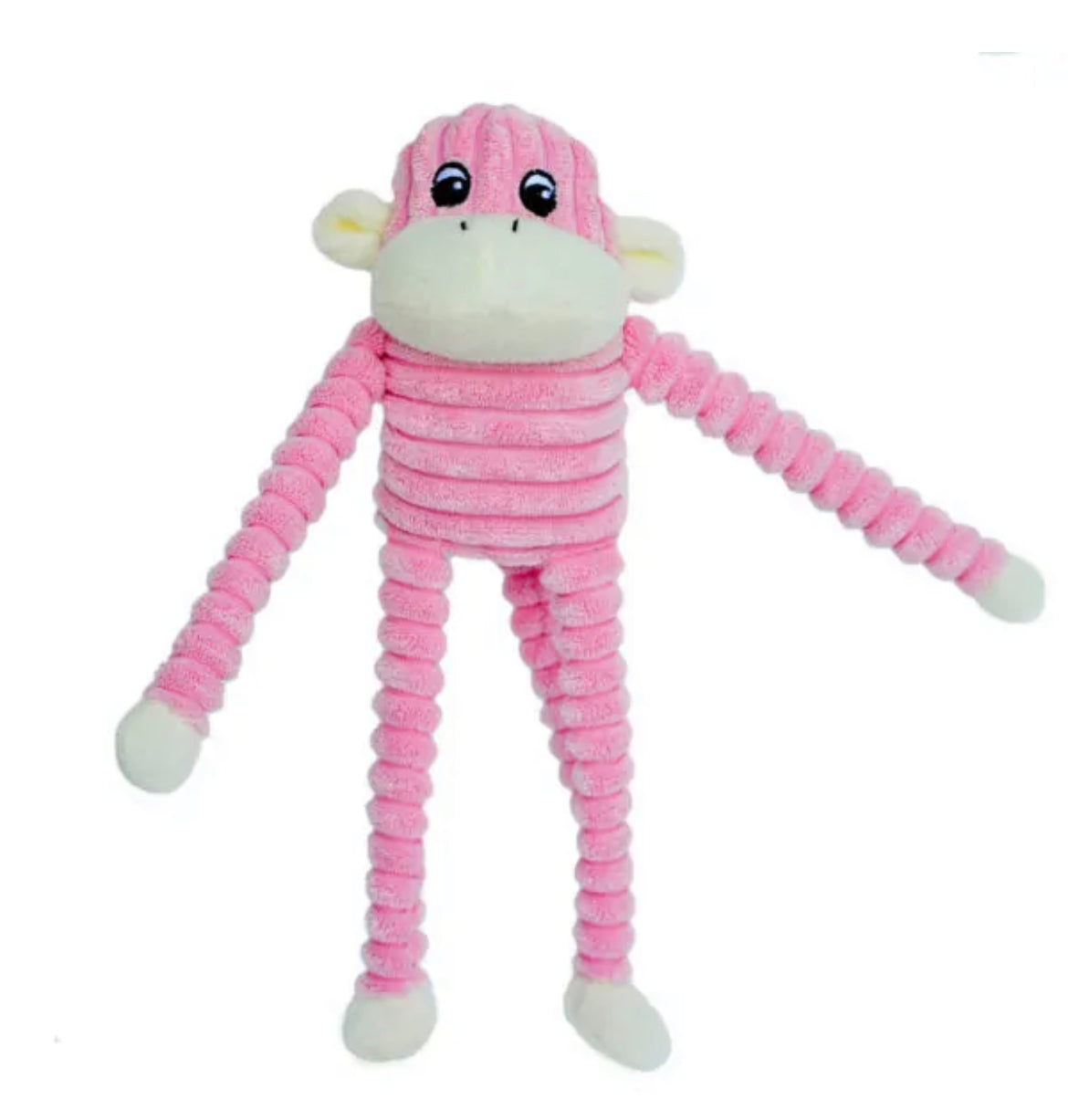 Pink Crinkle Monkey Squeaker Toy