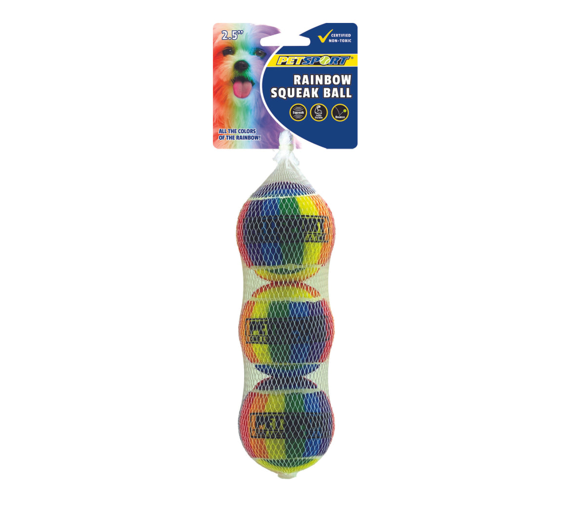 Rainbow Squeak Ball 2.5" 3-Pack