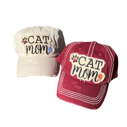 Distressed Cat Mom Hat